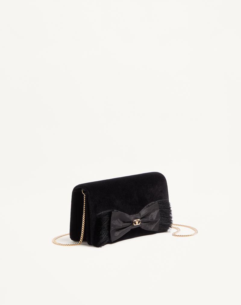Mini bolsa de ombro de veludo exclusiva VLogo