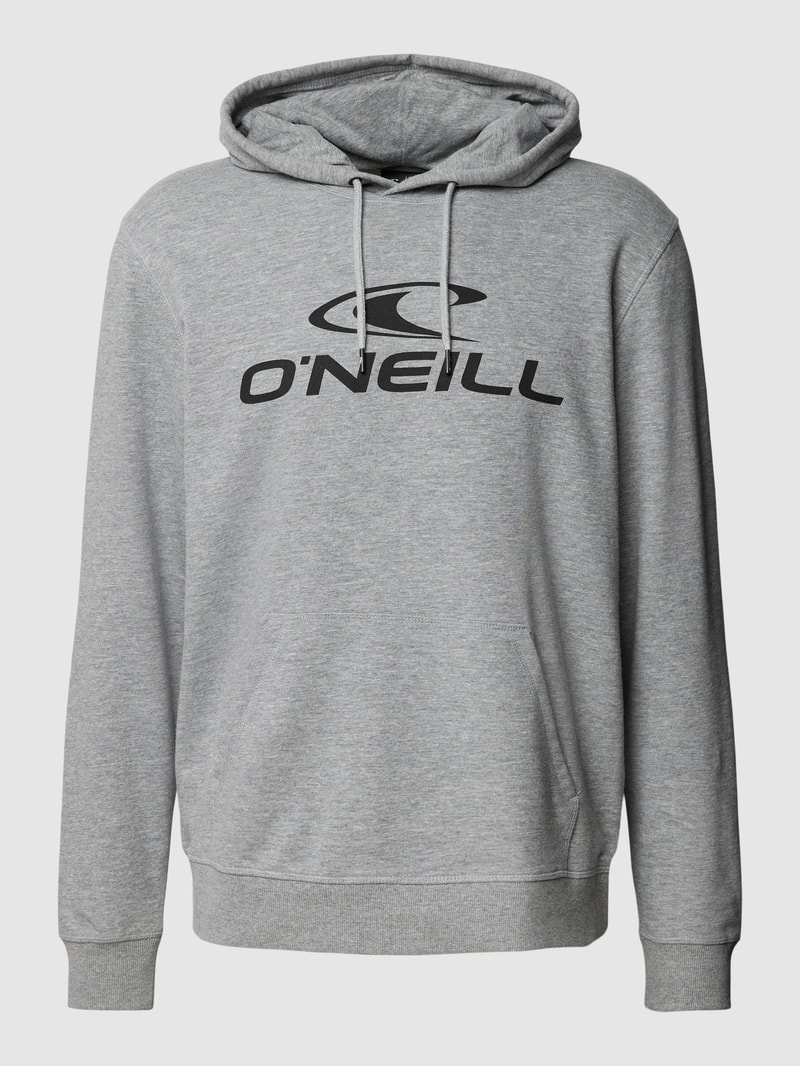 Hoodie mit Logo-Print in mittelgrau meliert