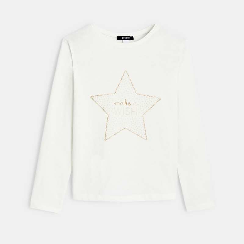 T-shirt à message make a wish blanc fille