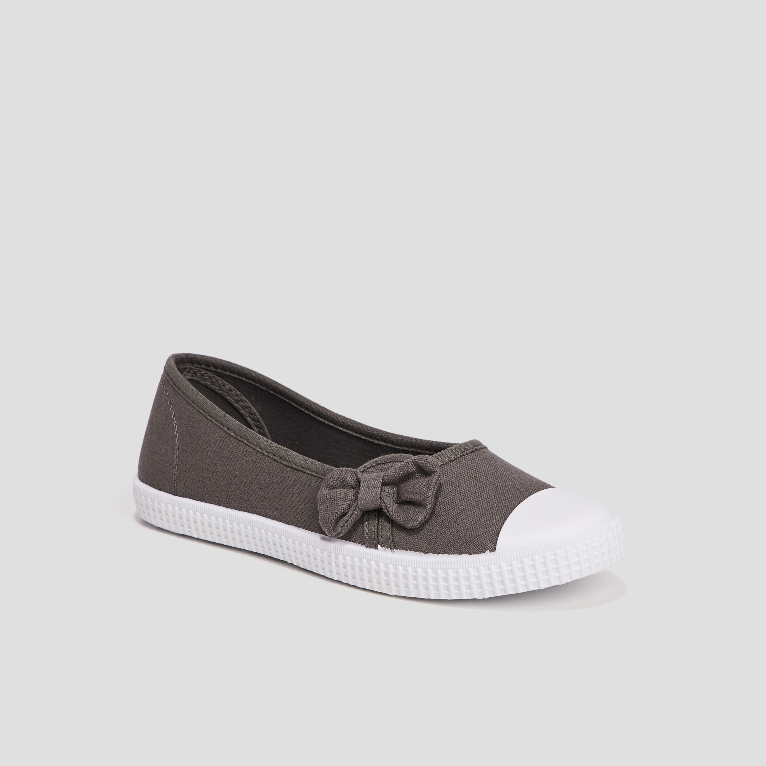 Ballerines en toile avec noeuds taupe femme | La Halle