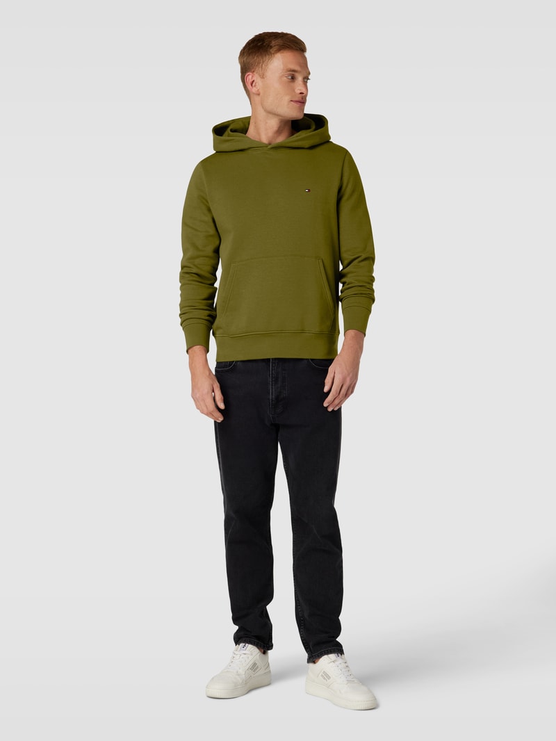 Hoodie mit Logo-Stitching Modell 'FLAG' in olivgrün