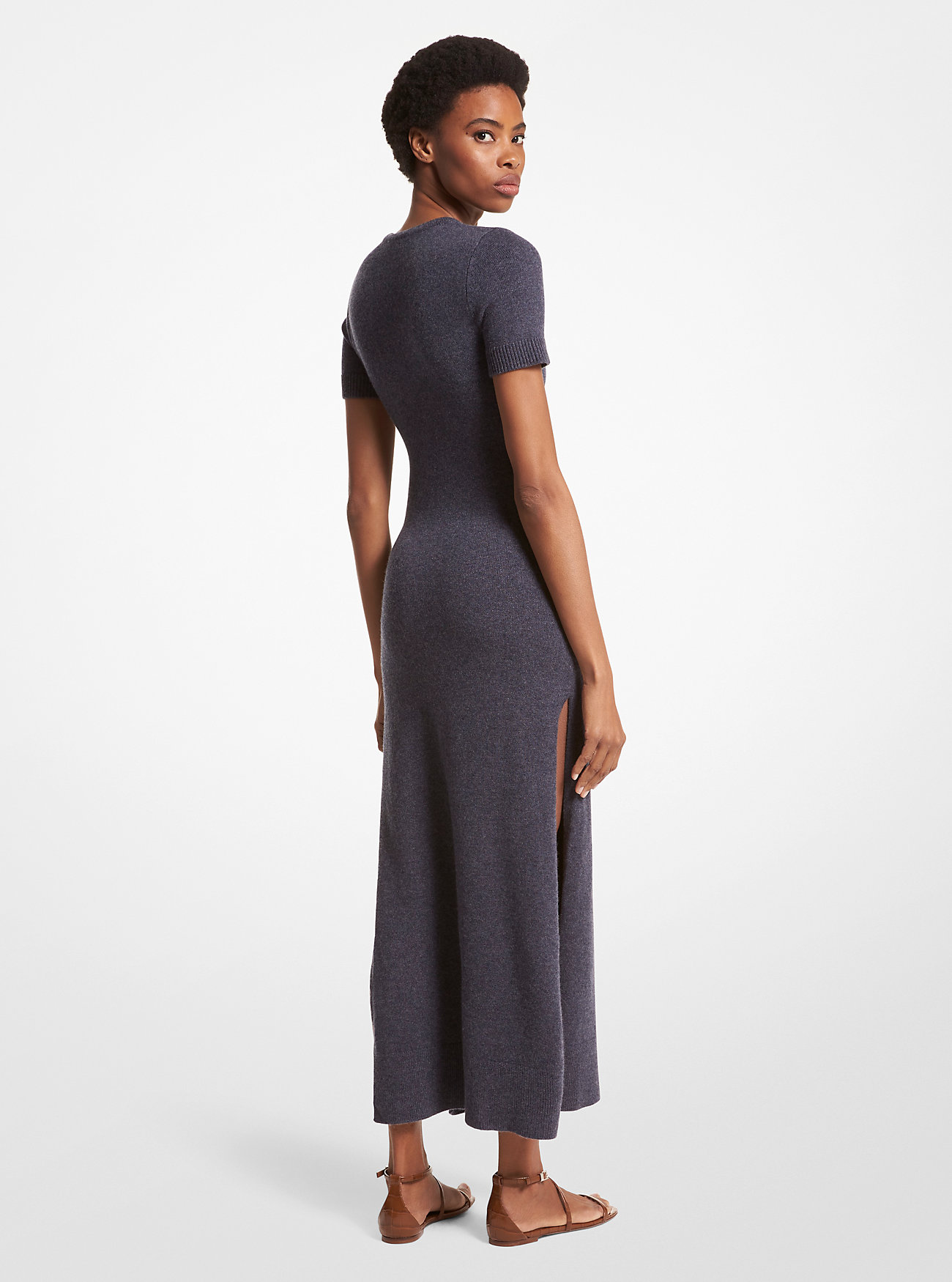 Stretch Cashmere Dress - INDIGO MELANGE