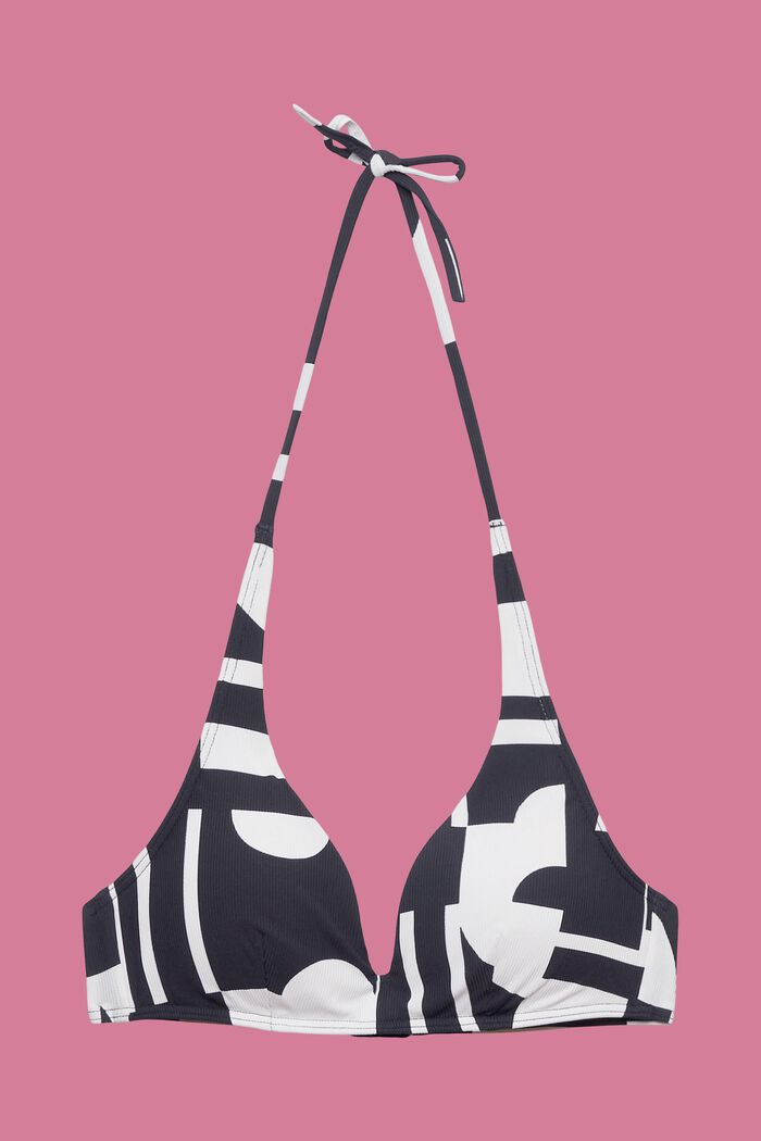 Wattiertes Neckholder-Bikinitop mit Retro-Print