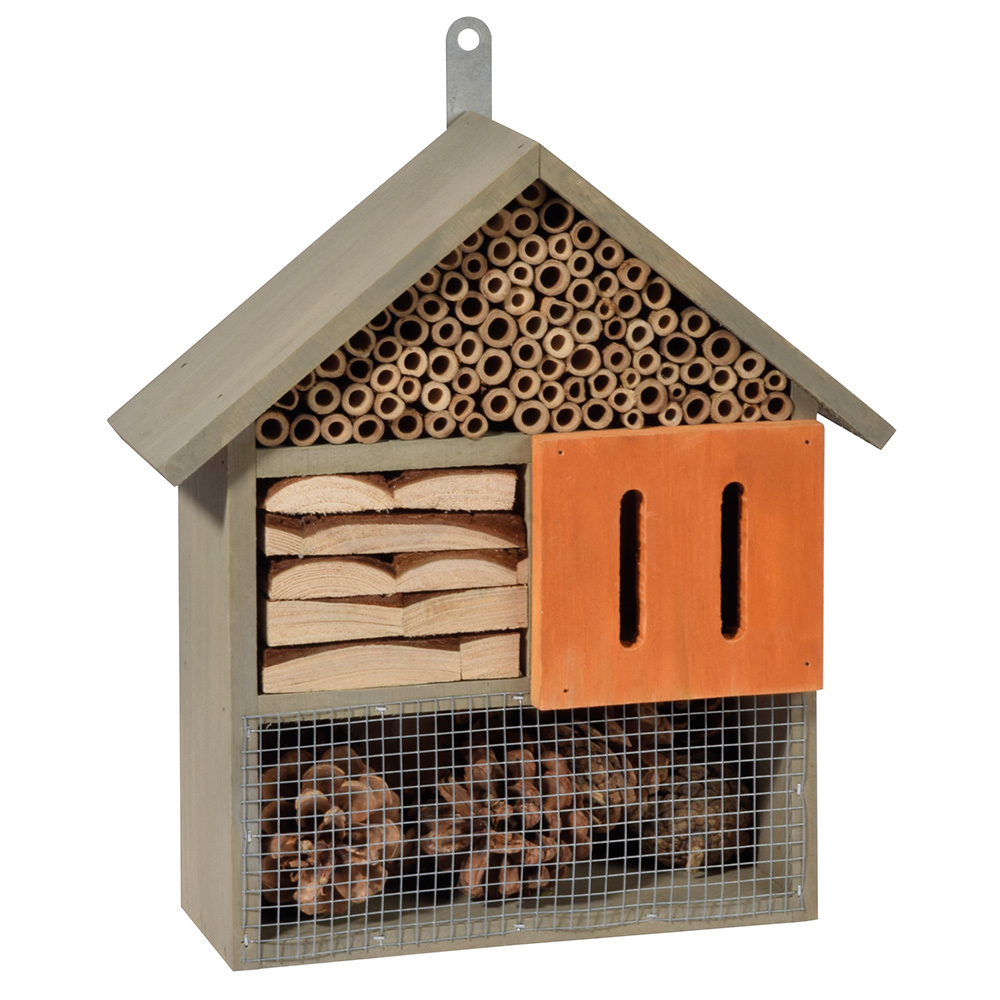 Little Friends Insektenhotel, ca. 27,3 x 9 x 30 cm, Grau/Orange