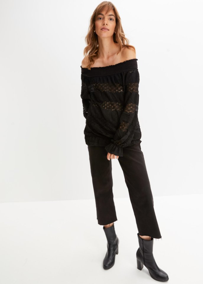 Carmenshirt mit Spitze