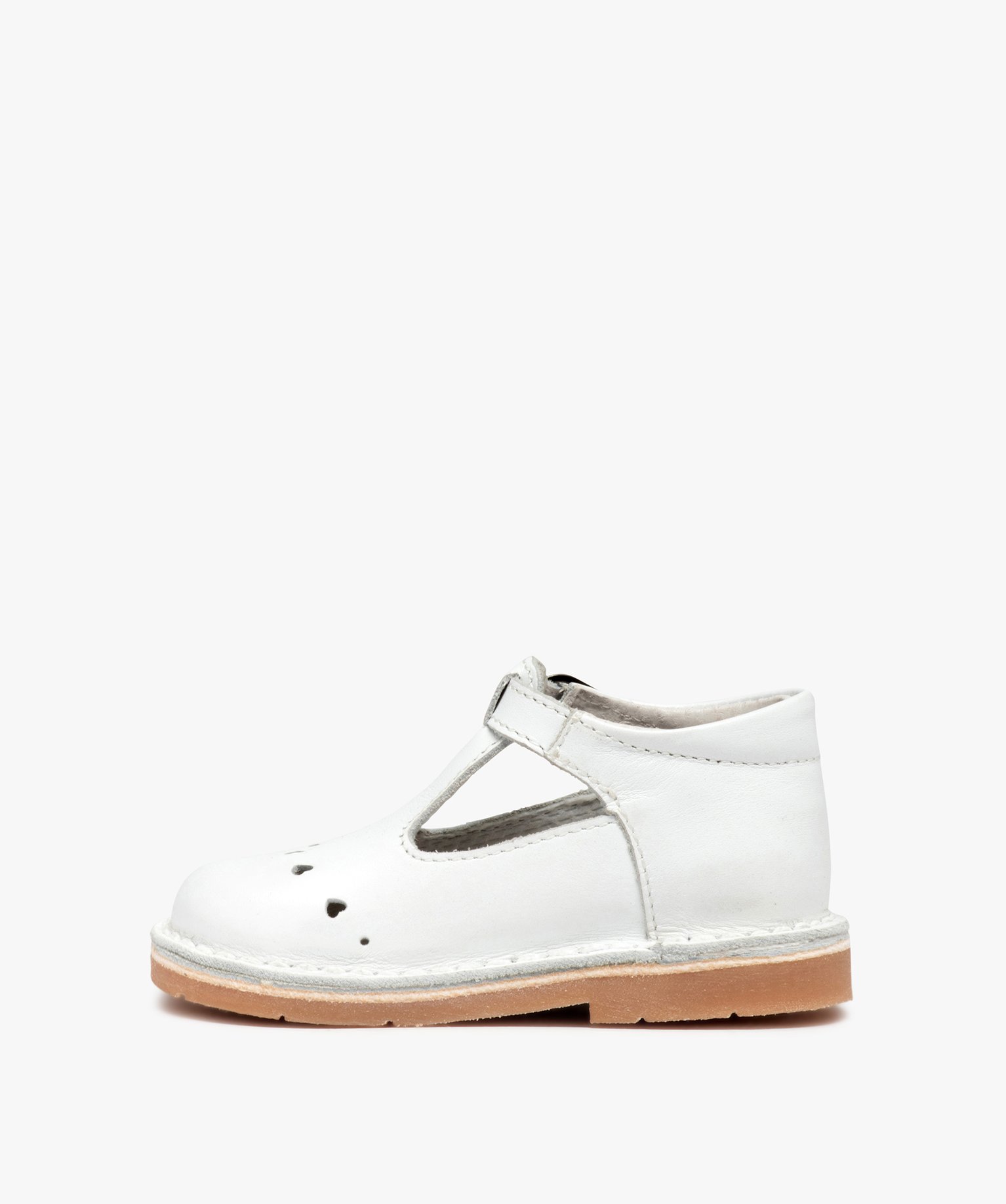 Babies bébé fille dessus cuir uni motifs perforés blanc | GEMO