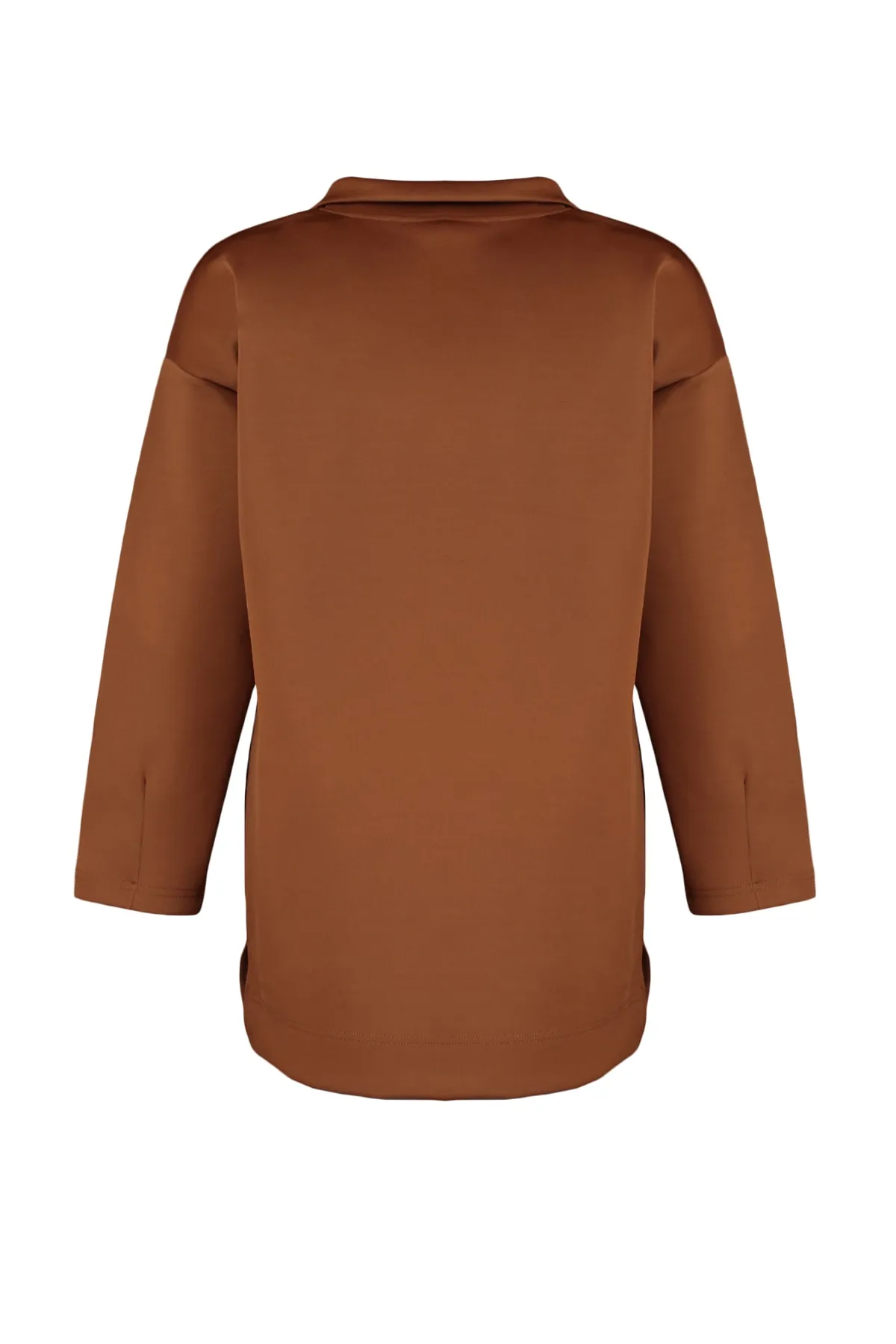 Trendyol Modest  Braunes Sweatshirt mit Reißverschluss und detailliertem Tauch-/Scuba-Strickpullover TCTAW23TW00198