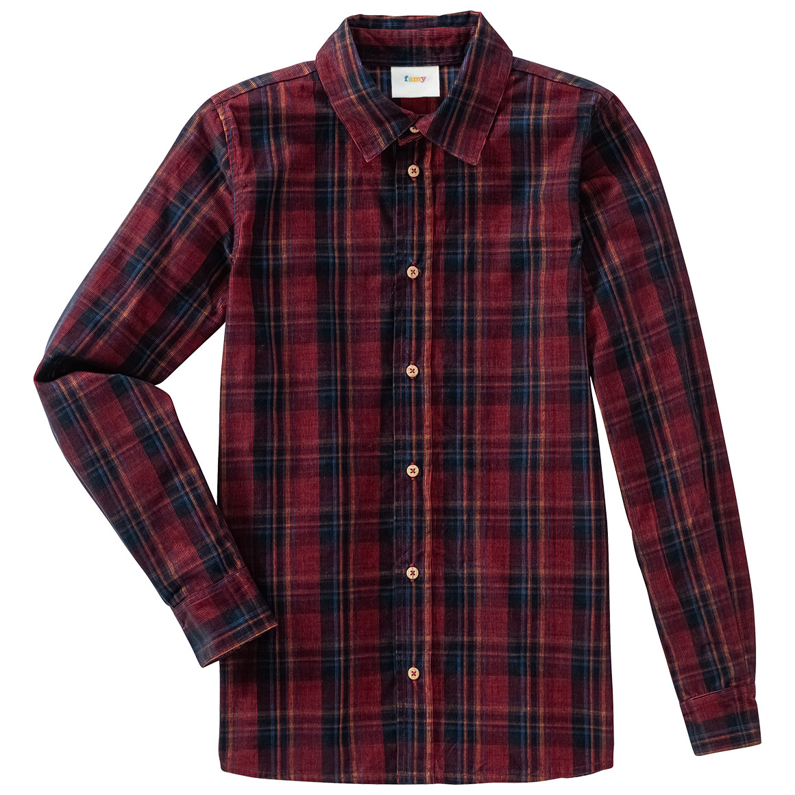 Jungen Weihnachtshemd aus Cord dunkelrot / dunkelblau