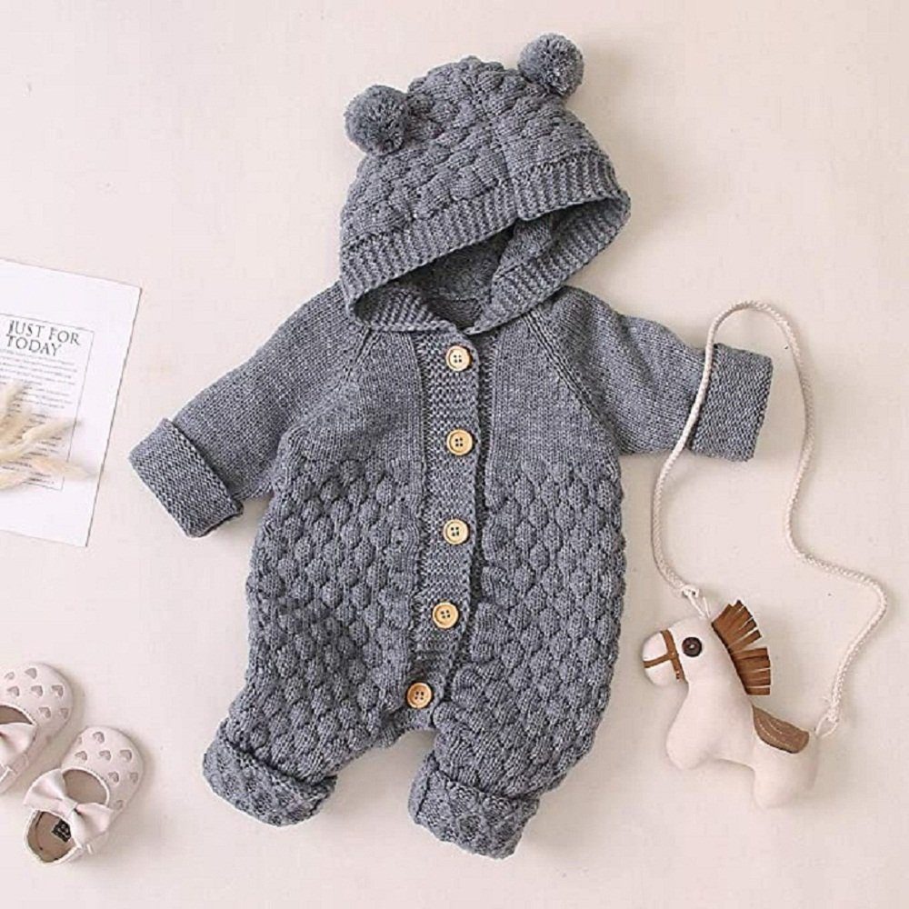 Haiaveng Strampler Warmer Kapuzenpullover für Jungen und Mädchen mit Baby Ohren