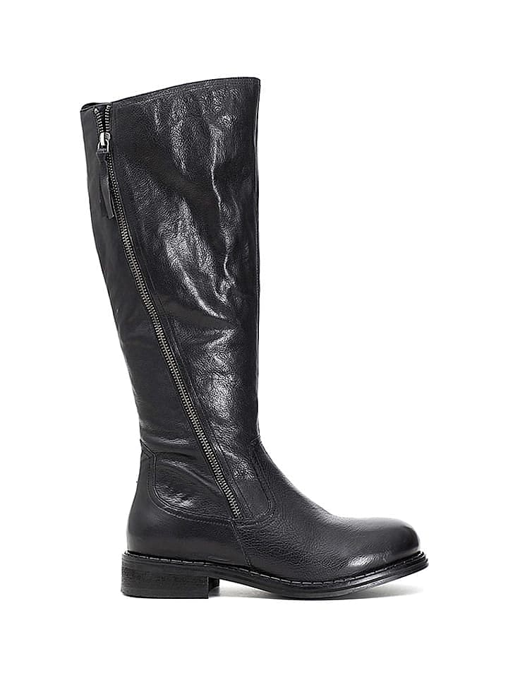 Cafe Noir Leder-Stiefel in Schwarz günstig kaufen 40