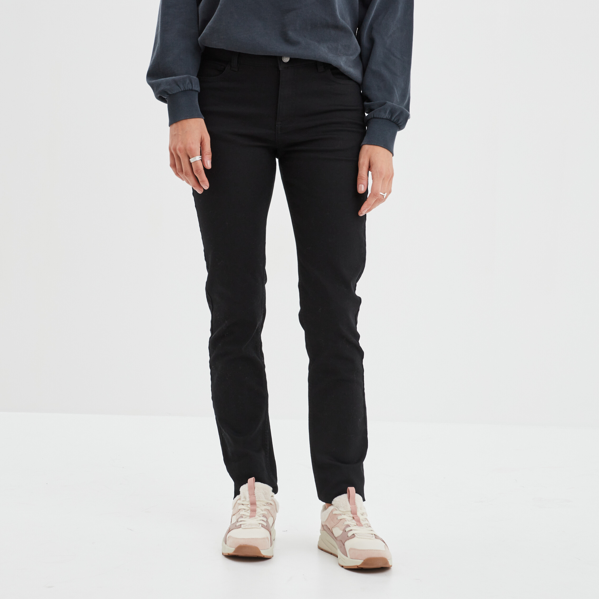 Pantalon slim 5 poches noir femme | La Halle