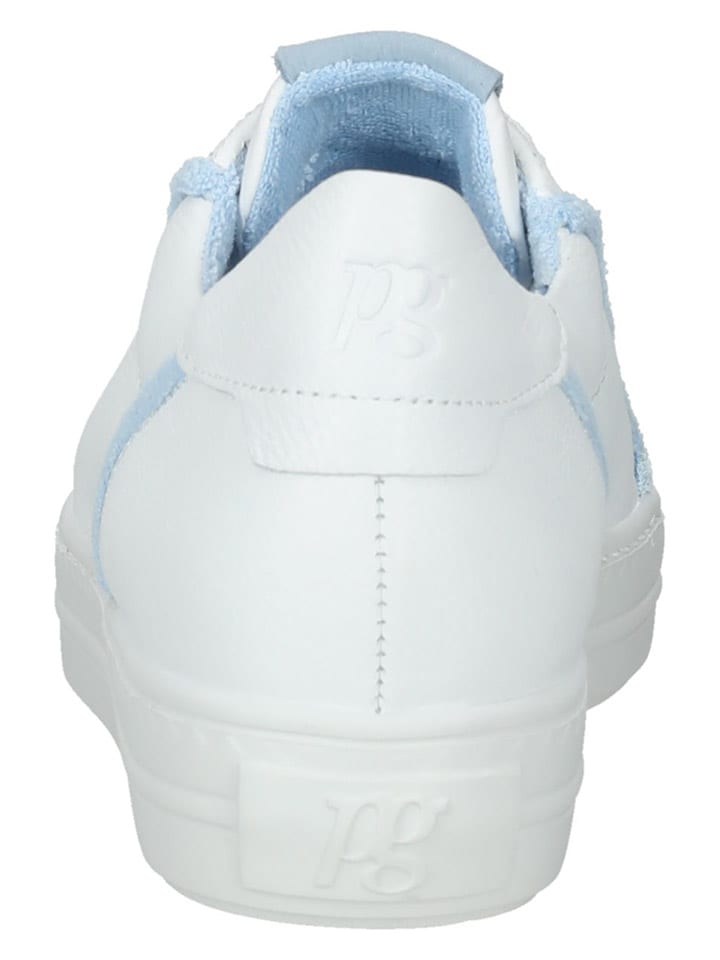 Paul Green Leder-Sneakers in Weiß/ Hellblau günstig kaufen