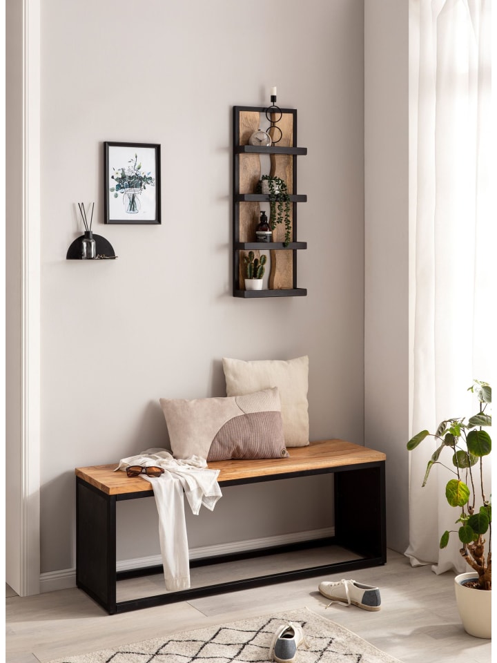 KADIMA DESIGN Wandregal 30x80x10 cm Massivholz / Metall Hängeregal günstig kaufen onesize