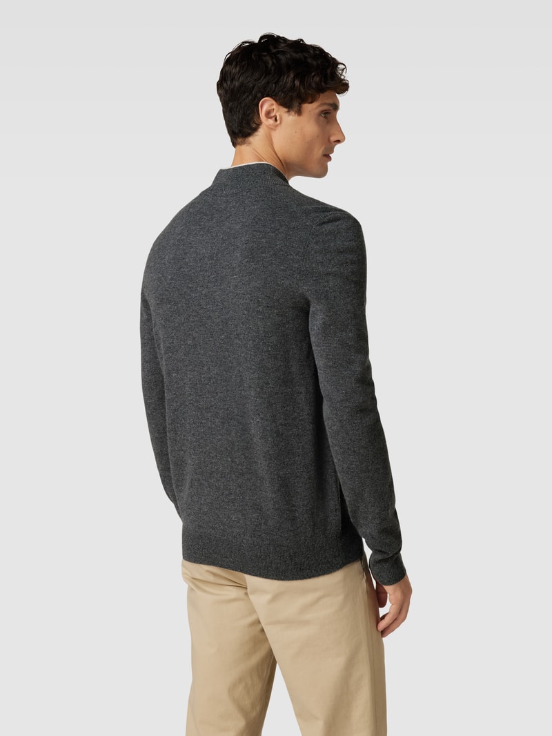 Strickpullover mit Troyer-Kragen Modell 'Marlo' in anthrazit