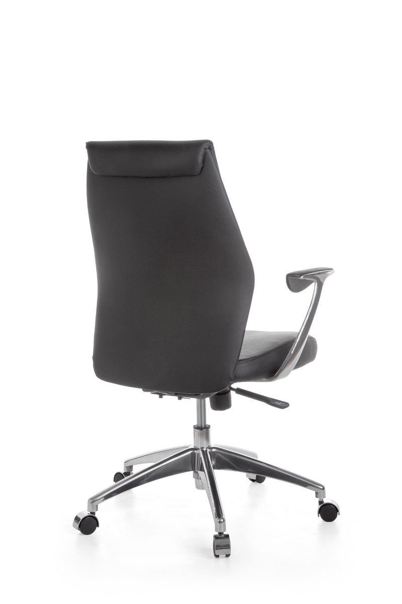 Amstyle Chefsessel SPM1.142 (Echtleder Schwarz, Bürostuhl XXL 120 kg Modern), Schreibtischstuhl Drehbar, Drehstuhl mit Armlehne