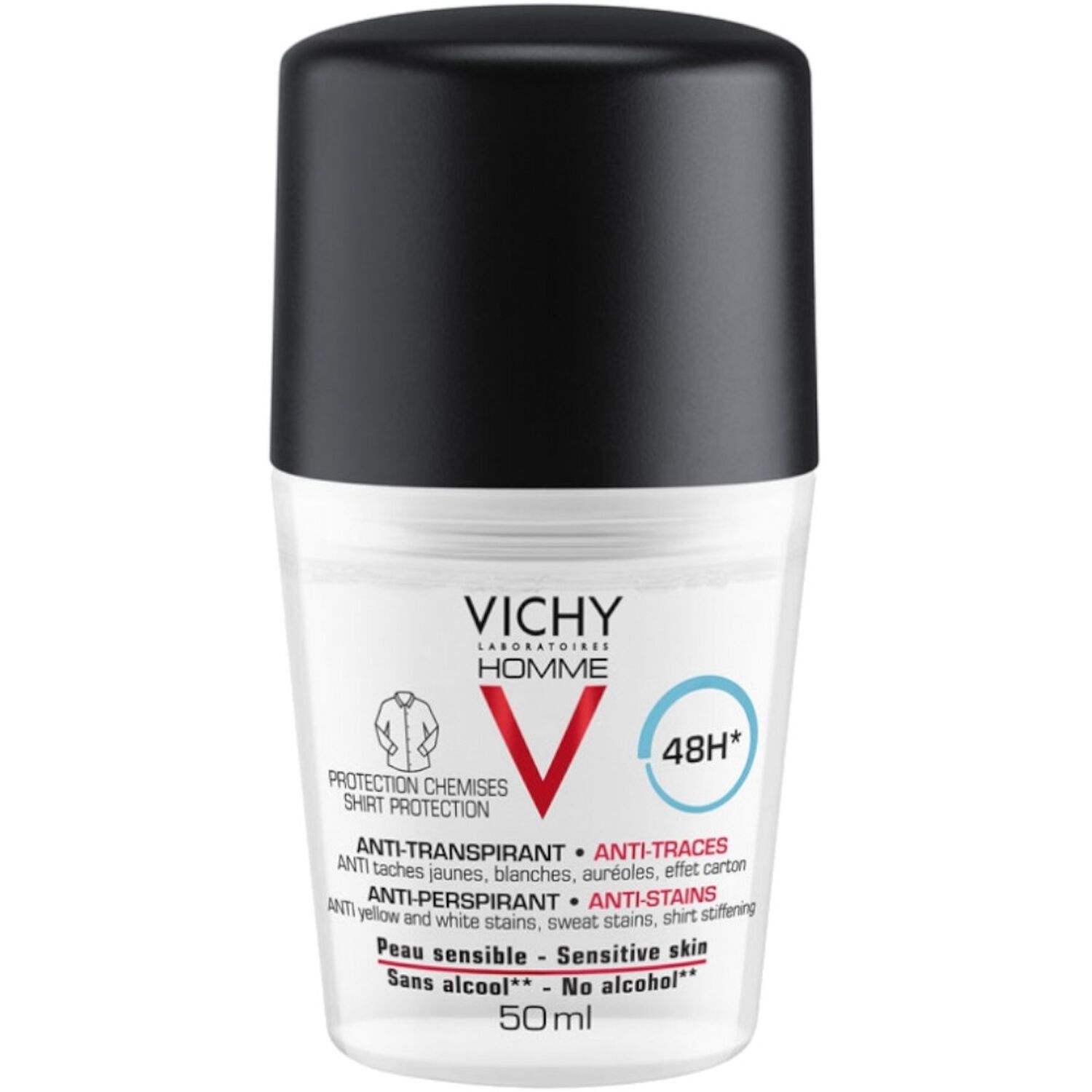 Vichy Homme Déodorant Roll-On 48h Anti-Transpirant & Anti-Traces 50 ml