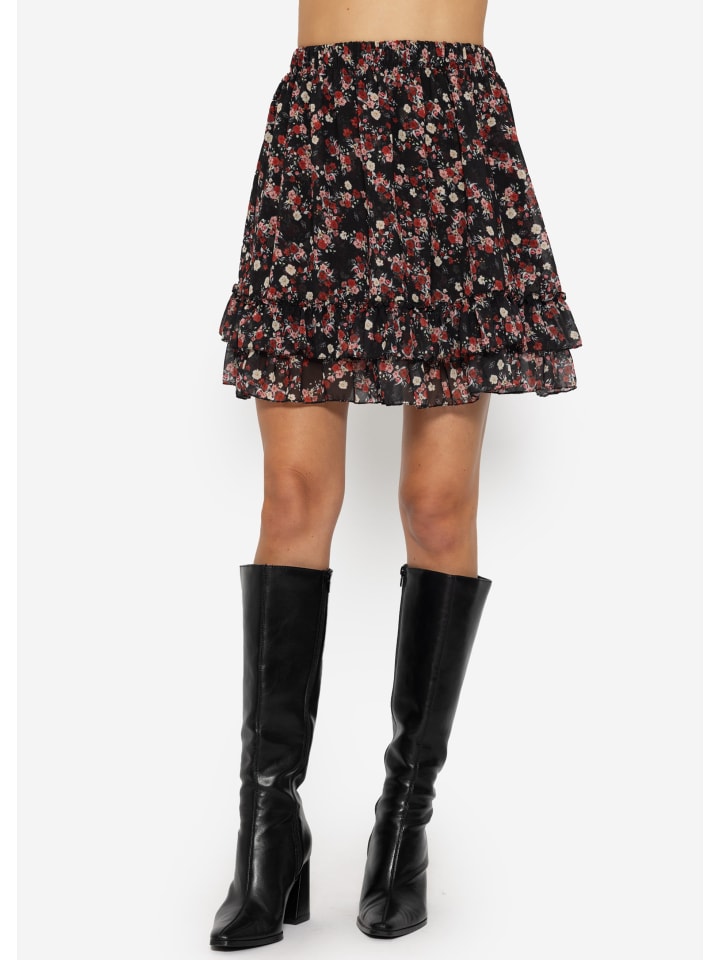 SASSYCLASSY Volants Rock mit Rüschen in Schwarz, Rot günstig kaufen S