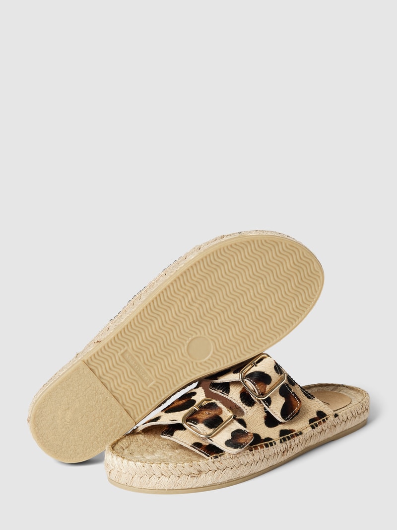 Slides mit Animal-Print in hellbraun