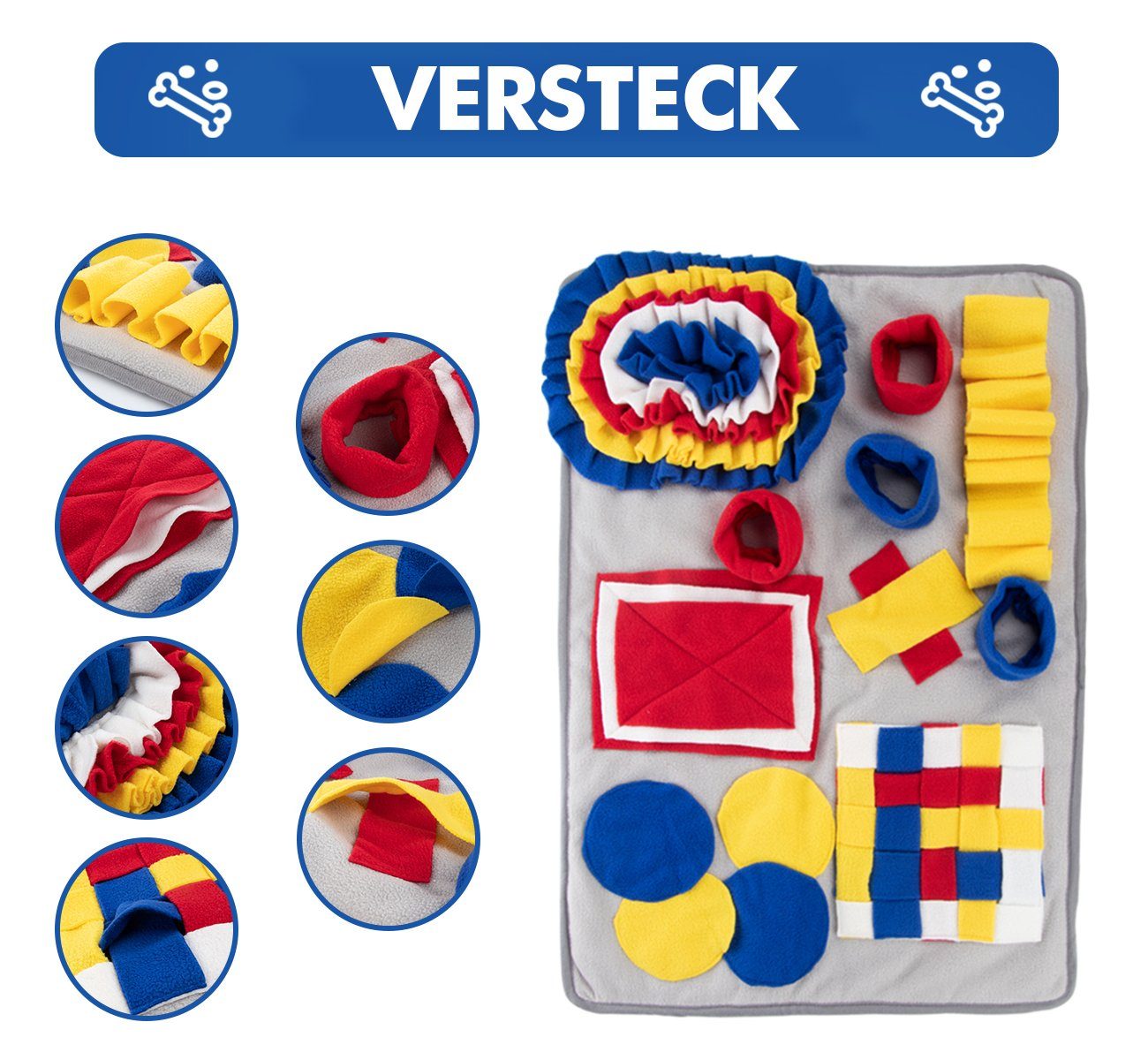 Homewit Hundematte Schnüffelteppich für Hunde 70x50cm Matte Hundespielzeug, Riechen rutschfest Hunde Intelligenzspielzeug