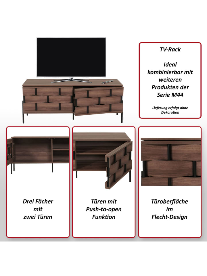 MCW TV-Rack M44 Staufächer, 3D-Flecht-Design Push-to-open Türen günstig kaufen onesize
