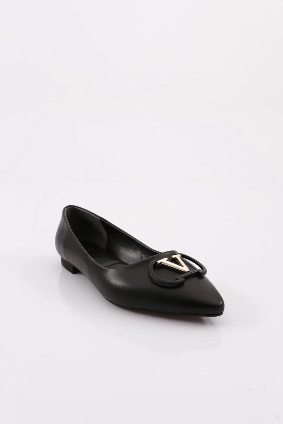 DGN  Schwarze Ballerinas mit V-Schnalle für Damen