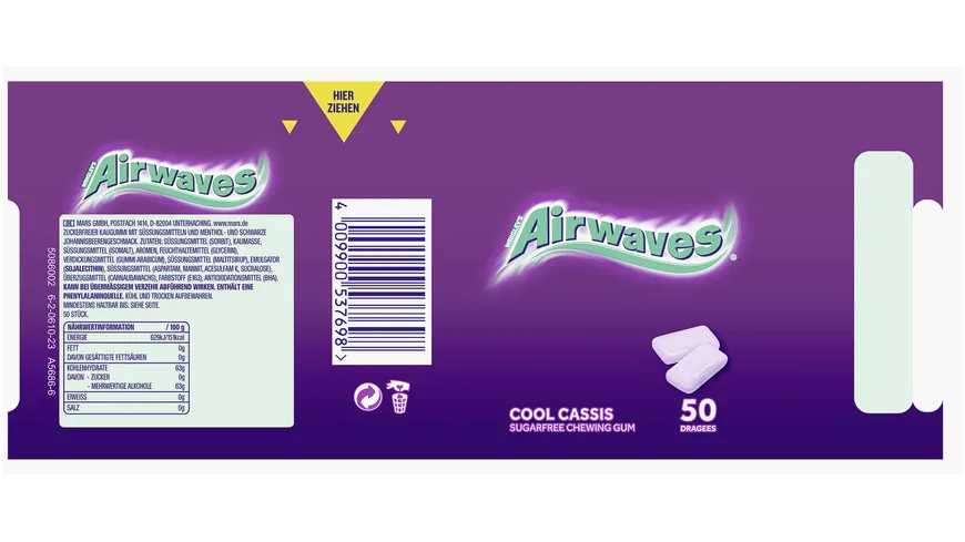 Wrigley's Airwaves® Cool Cassis Kaugummi zuckerfrei