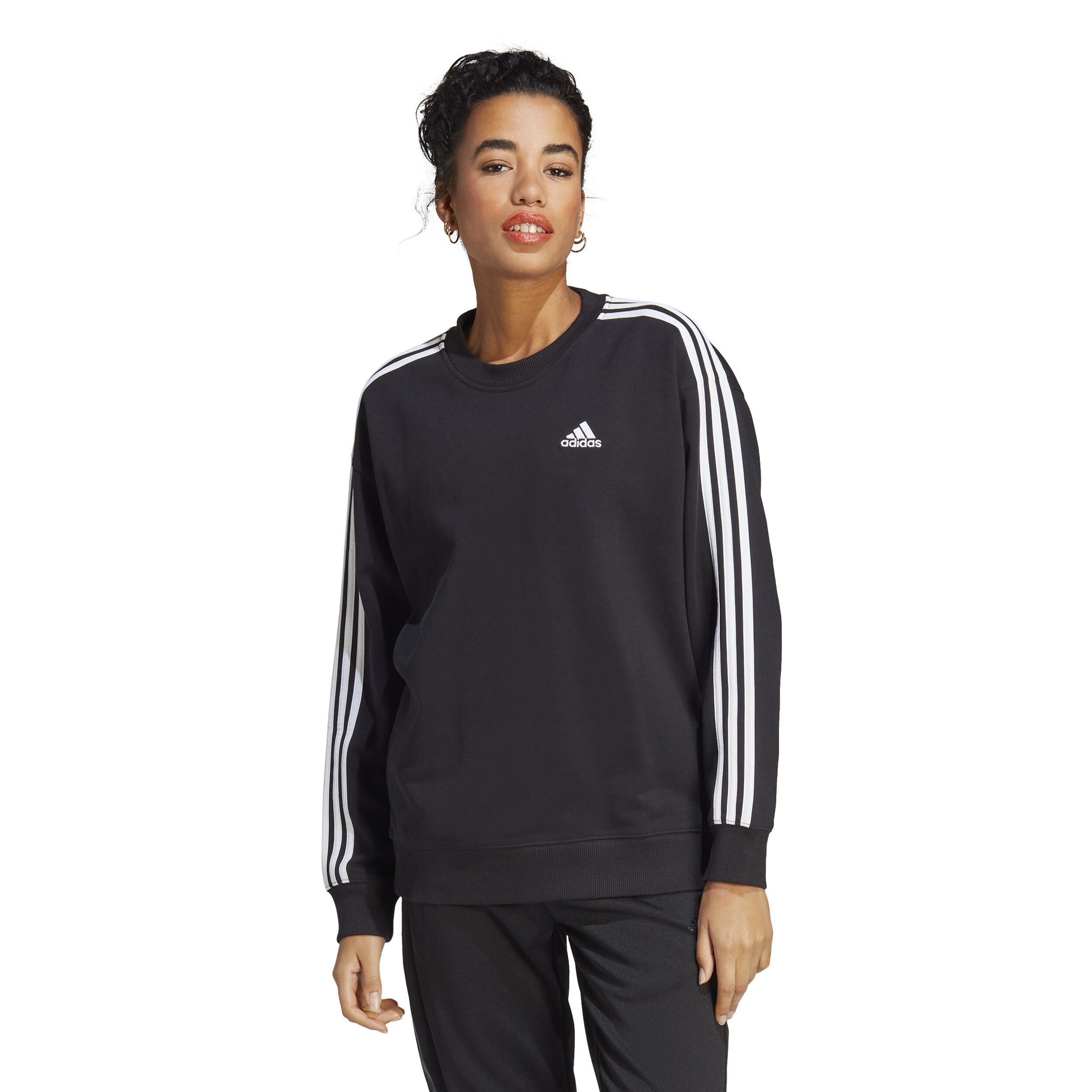 3 Stripes Sweatshirt Damen - Schwarz, Weiß
