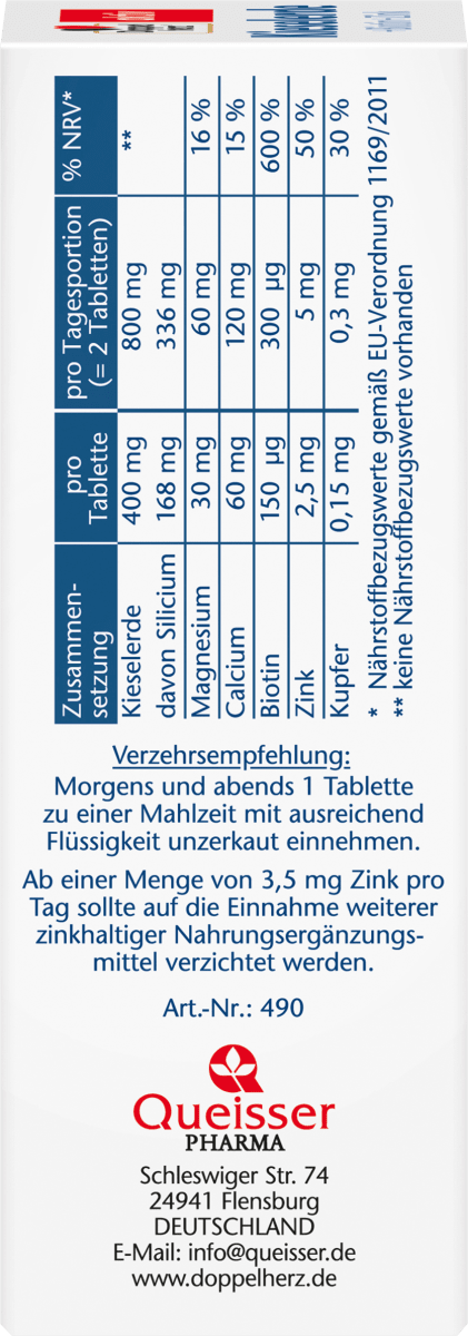 Kieselerde + Biotin + Zink Tabletten 40 St., 51,6 g