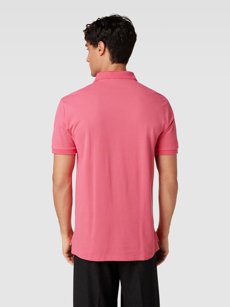 Poloshirt mit Logo-Stitching Modell 'BASIC' in pink