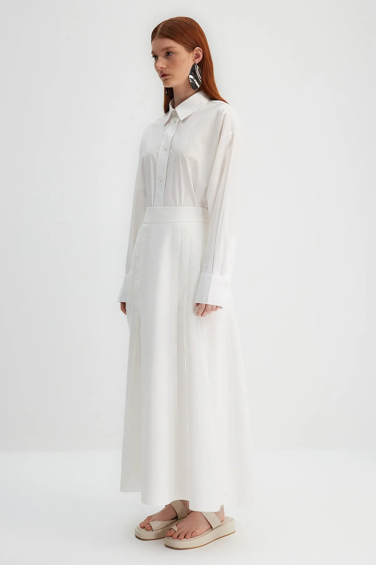 Trendyol Modest  X Kevser Sarıoglu Ecrufarbener, gerippter, gefütterter Webrock TCLSS23EE00001