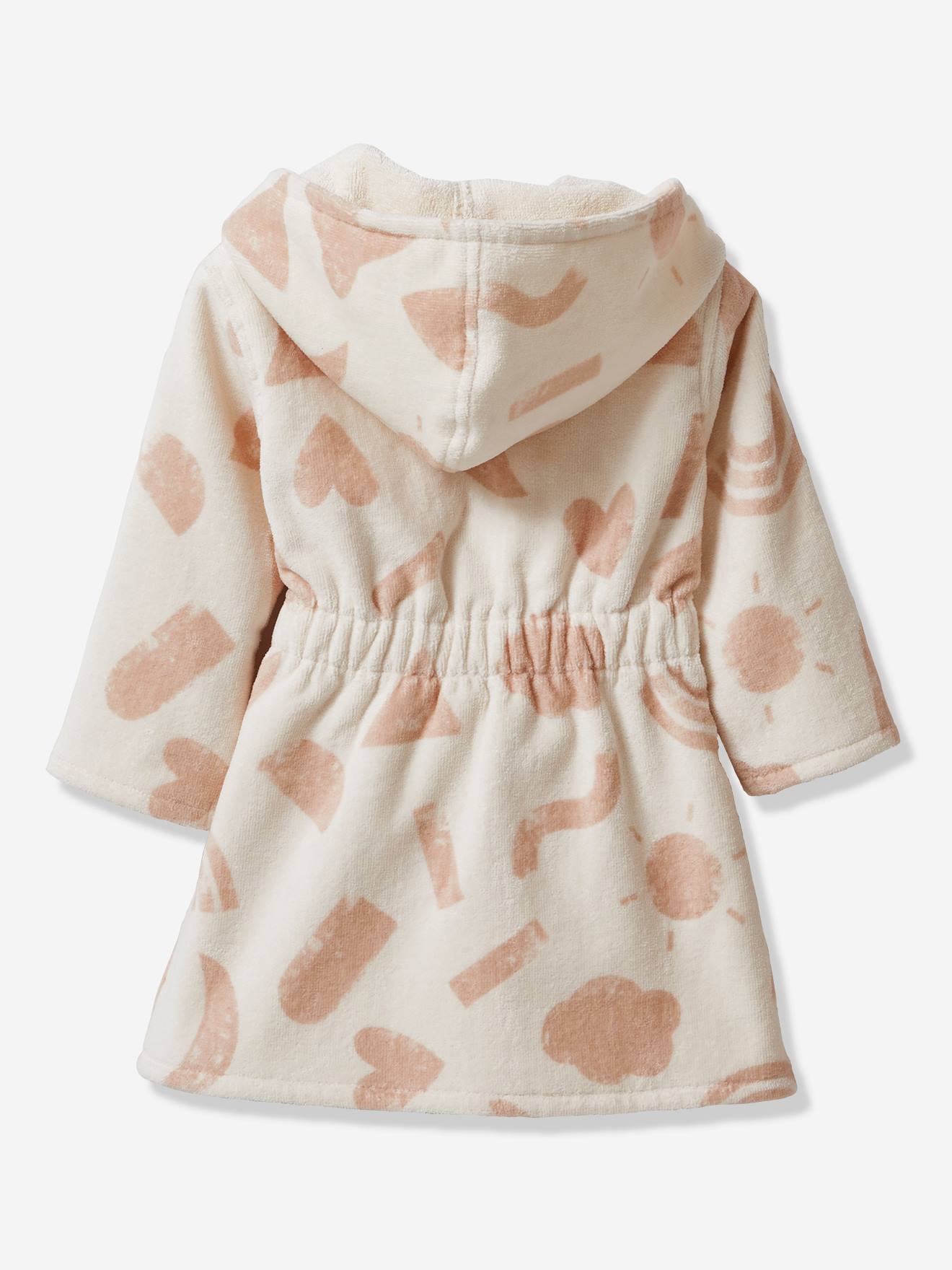 Vertbaudet Baby Bademantel HAPPY SKY, personalisierbar, Bio-Baumwolle - beige bedruckt