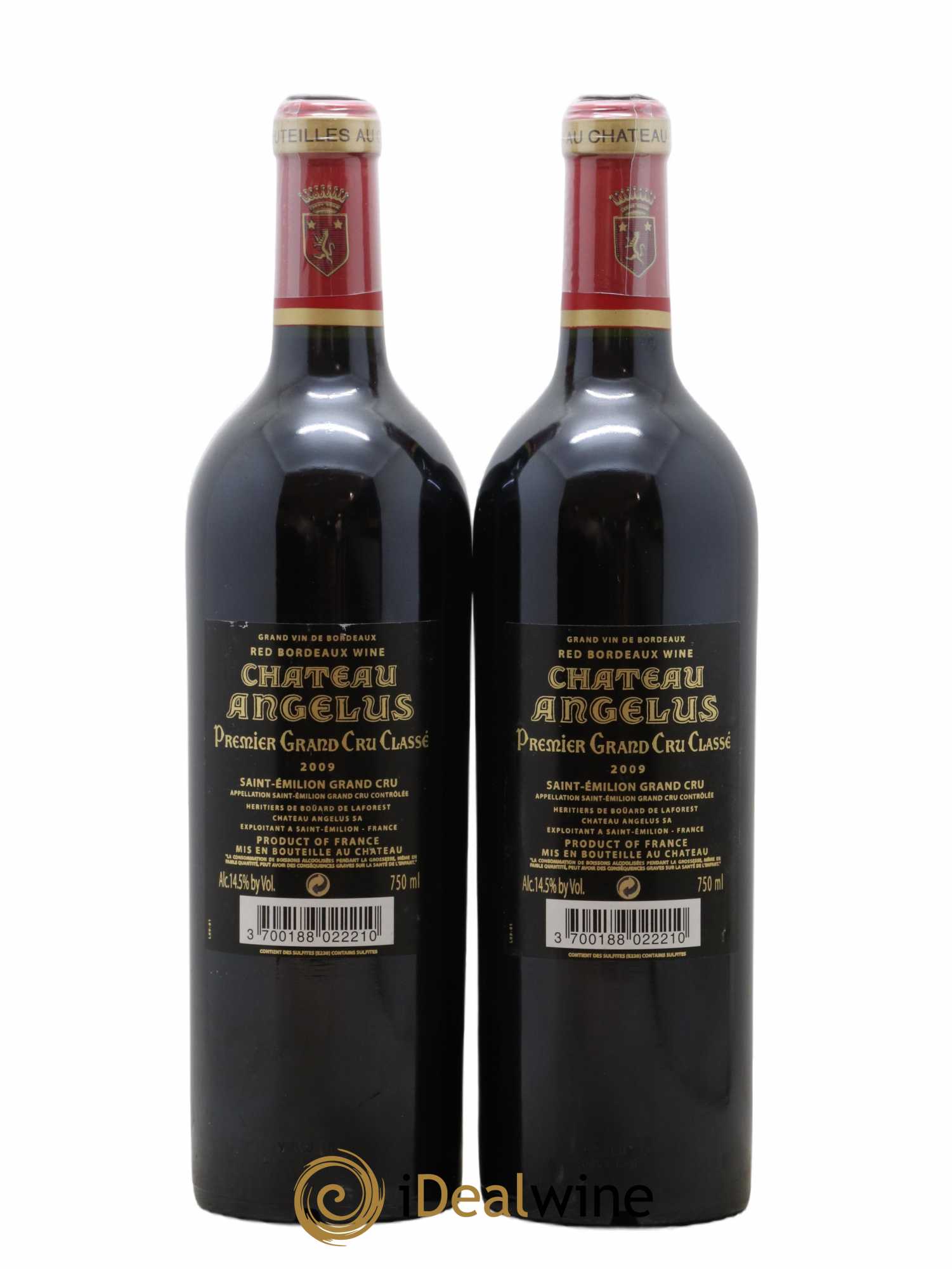 Château Angélus 1er Grand Cru Classé A  2009 - Lot de 2 Bouteilles