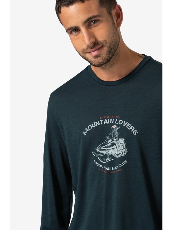 super.natural Merino Longsleeve M SLED CLUB LS in blau günstig kaufen