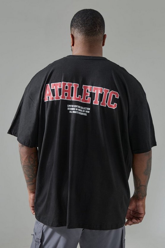 Plus Oversize Man Active T-Shirt mit Athletic Print