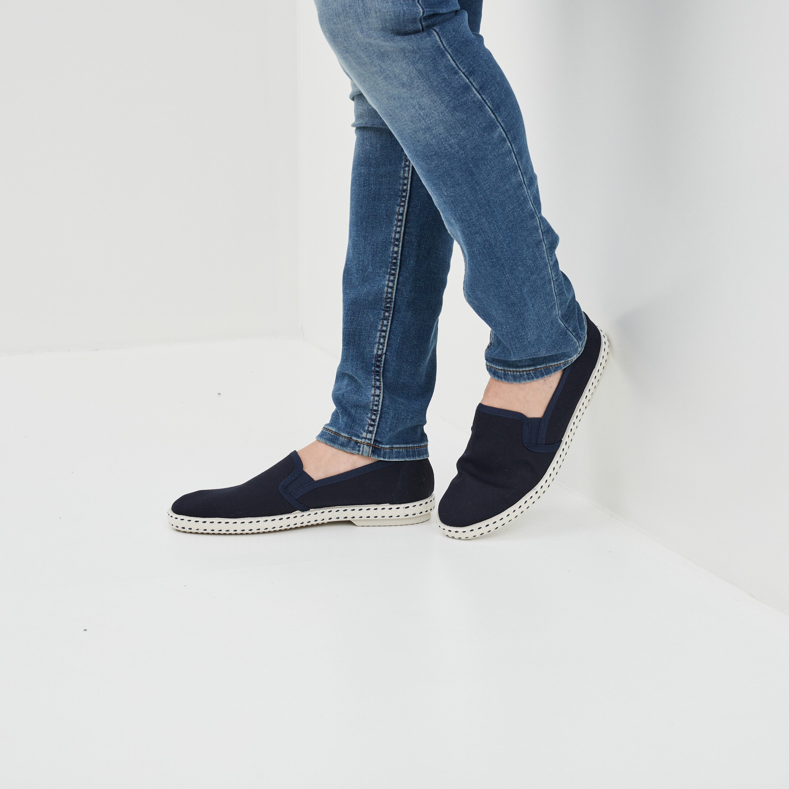 Espadrilles plates à détails tressés bleu homme | La Halle