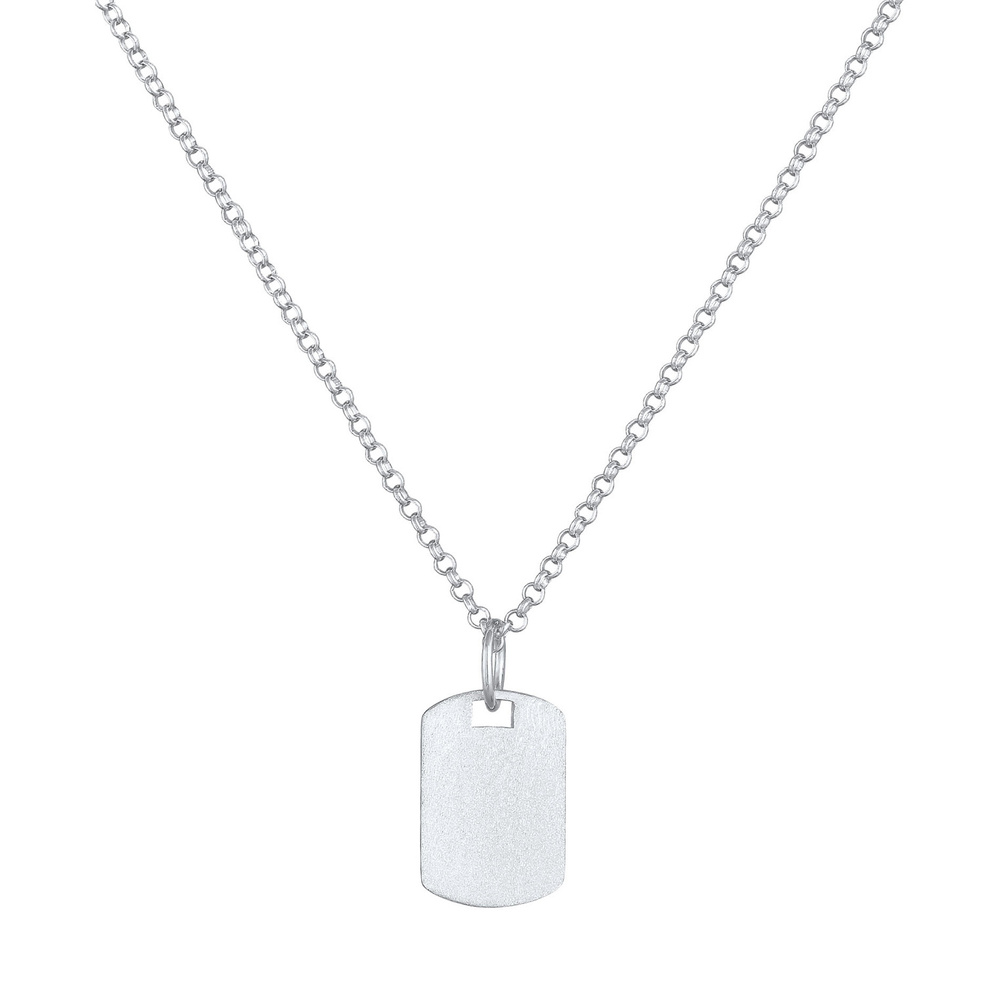 KUZZOI KUZZOI Collier Marke Military Platte Brushed 925 Sterling Silber collier