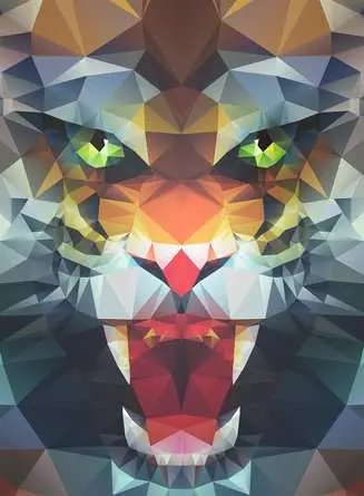 Puzzle 500 Teile - Löwe aus Polygonen