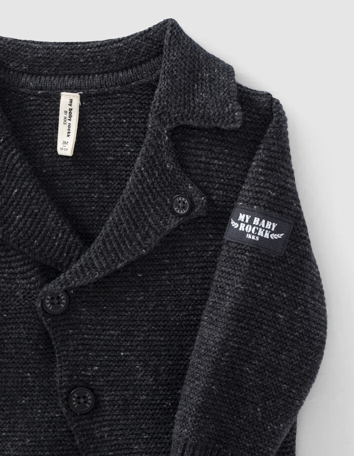 Cardigan gris chiné esprit motard tricot coton bio bébé