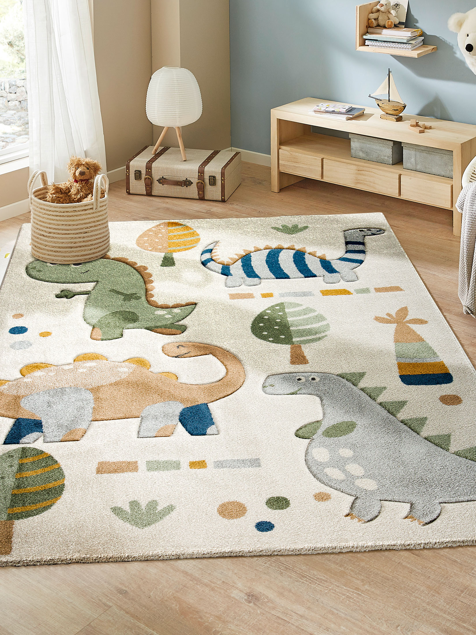 Dinoro Kinder-Teppich, Weiß/Grau