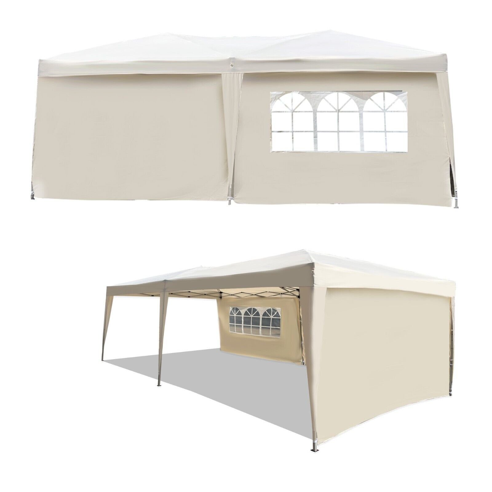 Defactoshop Faltpavillon Pavillon Faltpavillon 3x6m Partyzelt Gartenzelt Klappzelt, mit 3 Seitenteilen, 300x600 cm