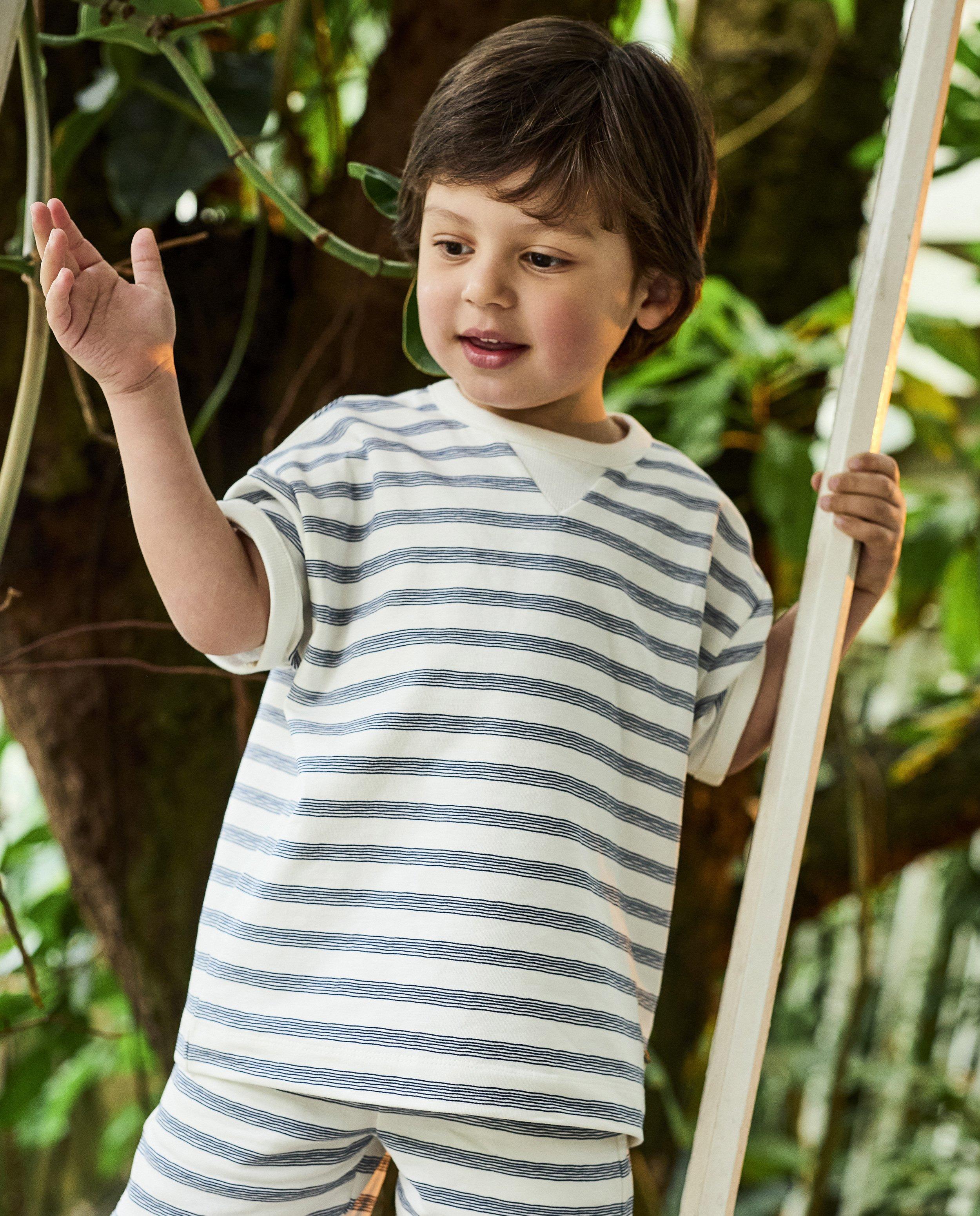 Pulover cu dungi Kidz Nation, 2-7 ani, alb