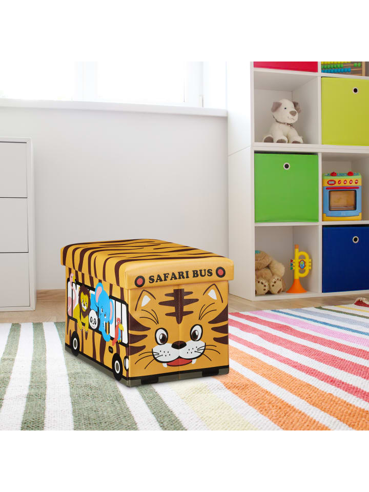 relaxdays Spielzeugkiste Tiger in Braun - (B)48 x (H)32 x (T)32 cm günstig kaufen onesize