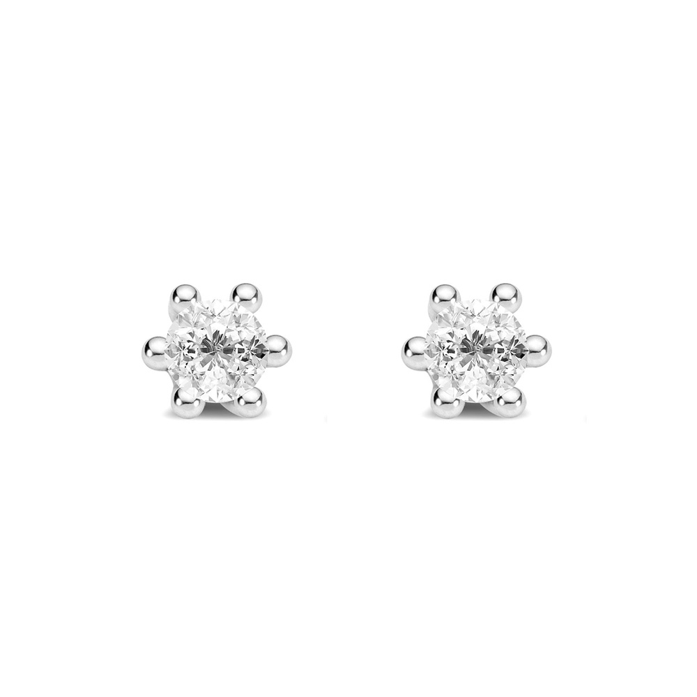 FAVS Boucles d'oreilles à fermoir à poussette 375 Or blanc Boucles d'oreilles