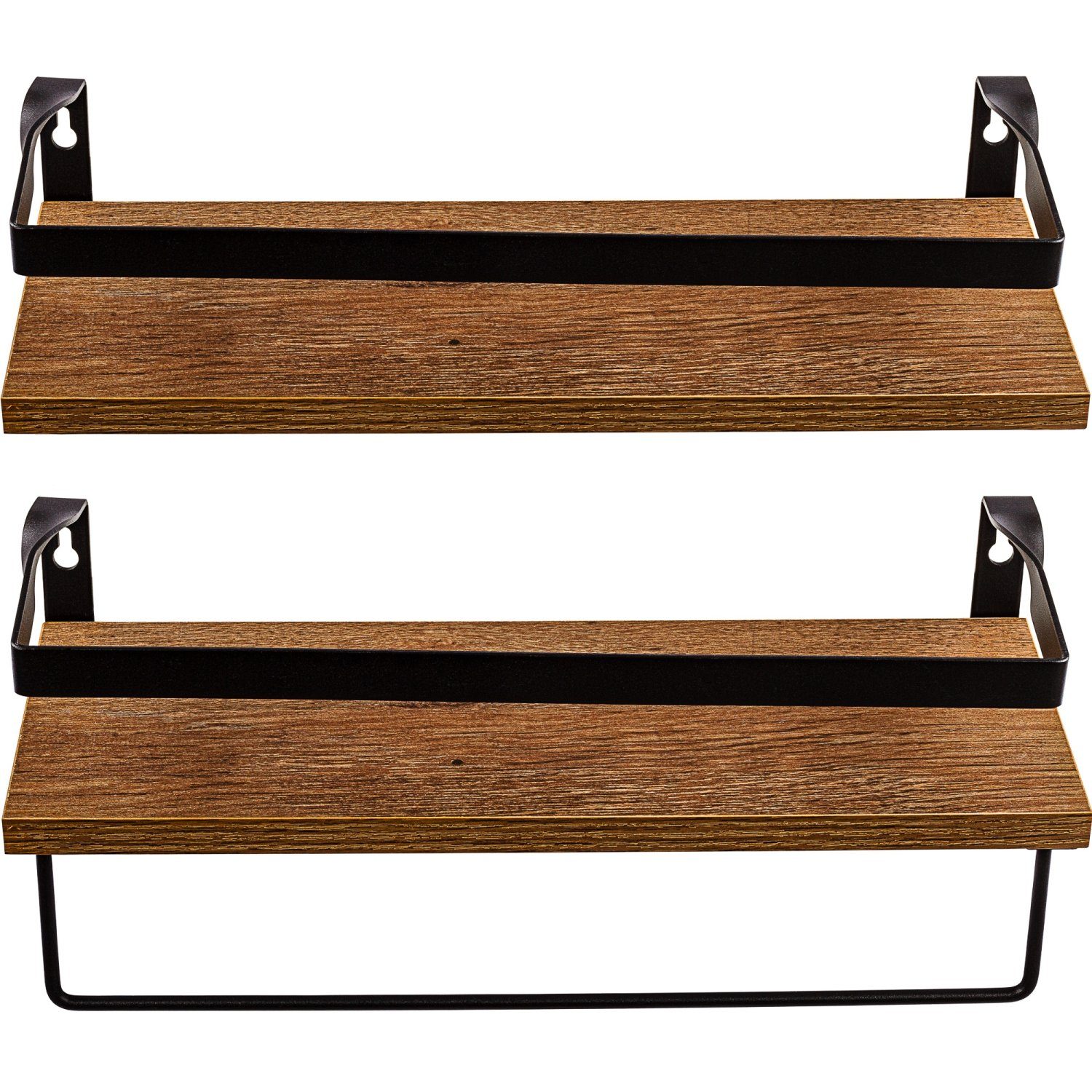 STILISTA Wandregal Küchenregal Wandboard Schweberegal Badregal, Set, Hängeregal, Volato Duo, 2er Set, mit Handtuchalter, Farbwahl