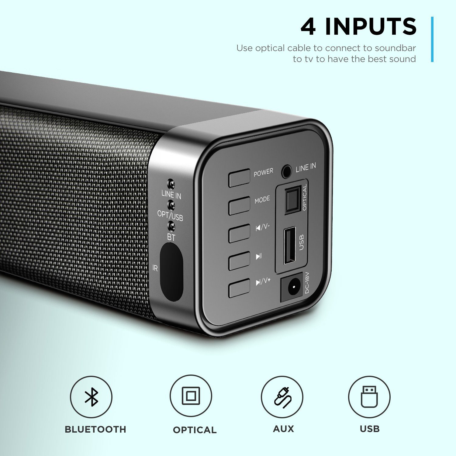 ABOX Odine I Soundbar (120dB Lautsprecher mit integriertem Bass, DSP-Verarbeitungstechnologie)