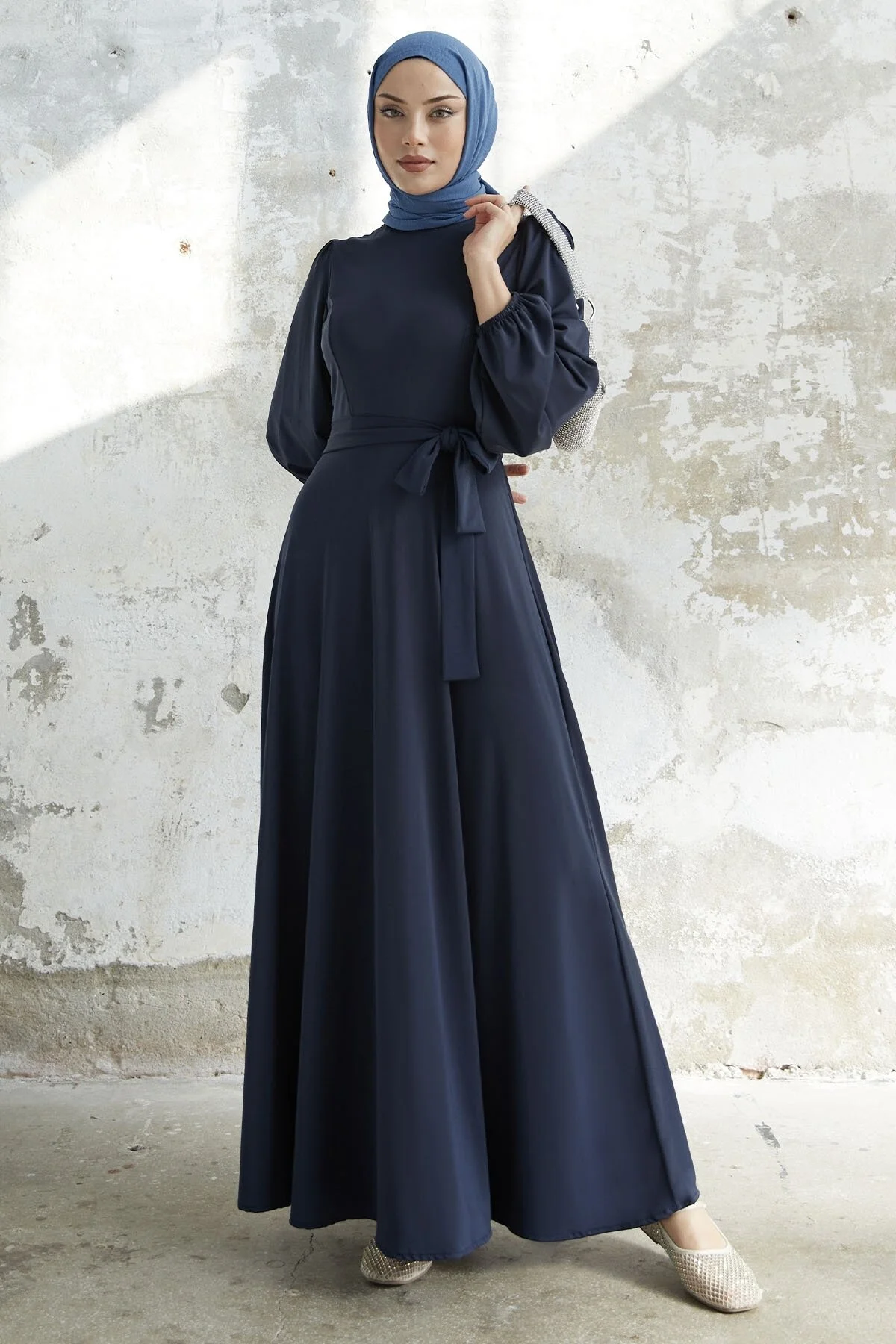 InStyle  Scuba-Kleid mit Gürtel - Marineblau
