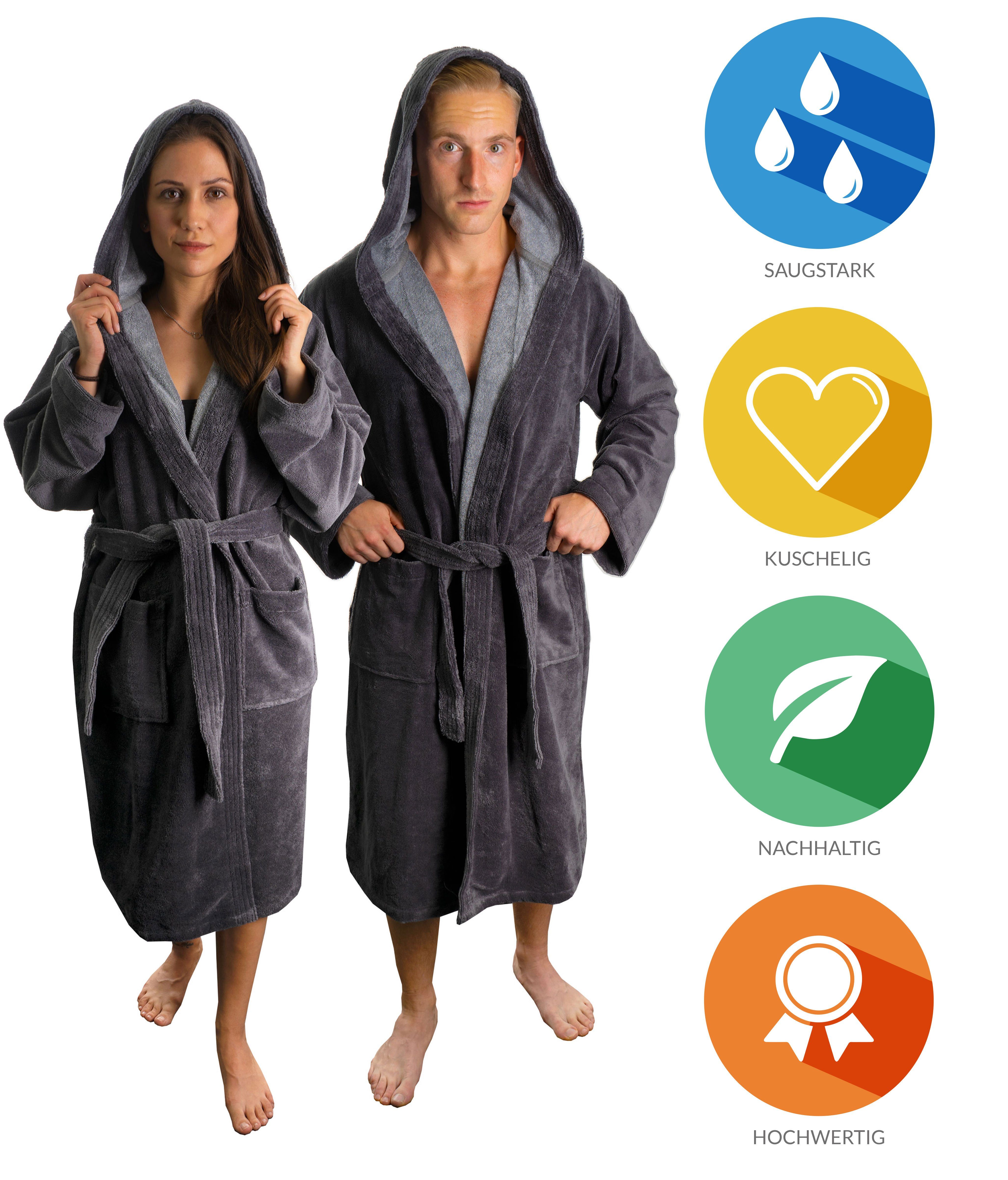 Lavea Bademantel Bademantel Madrid, Kapuze, Gürtel aus Soft-Velour, mit Kaputze, mit Gürtel, mit Taschen