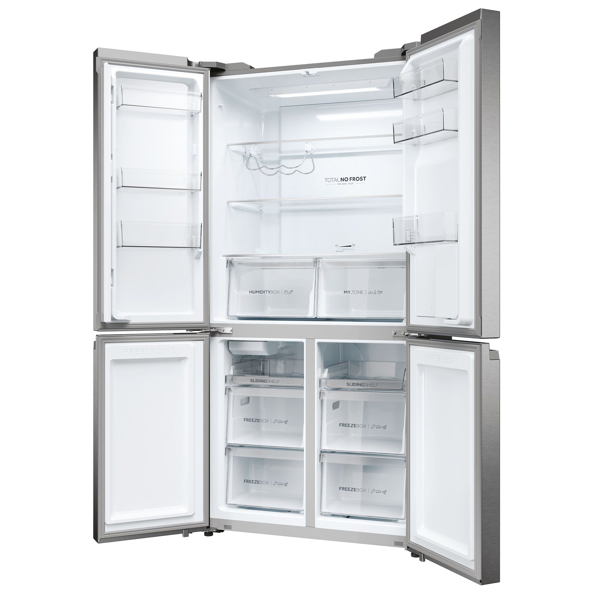 Haier Side-by-Side CUBE 90 SERIES 5 Design Edelstahlfront HCR5919EHMP, 190 cm hoch, 90.5 cm breit, XL Slim Line, Wasser Spender, Eiswürfelbereiter, Total No Frost