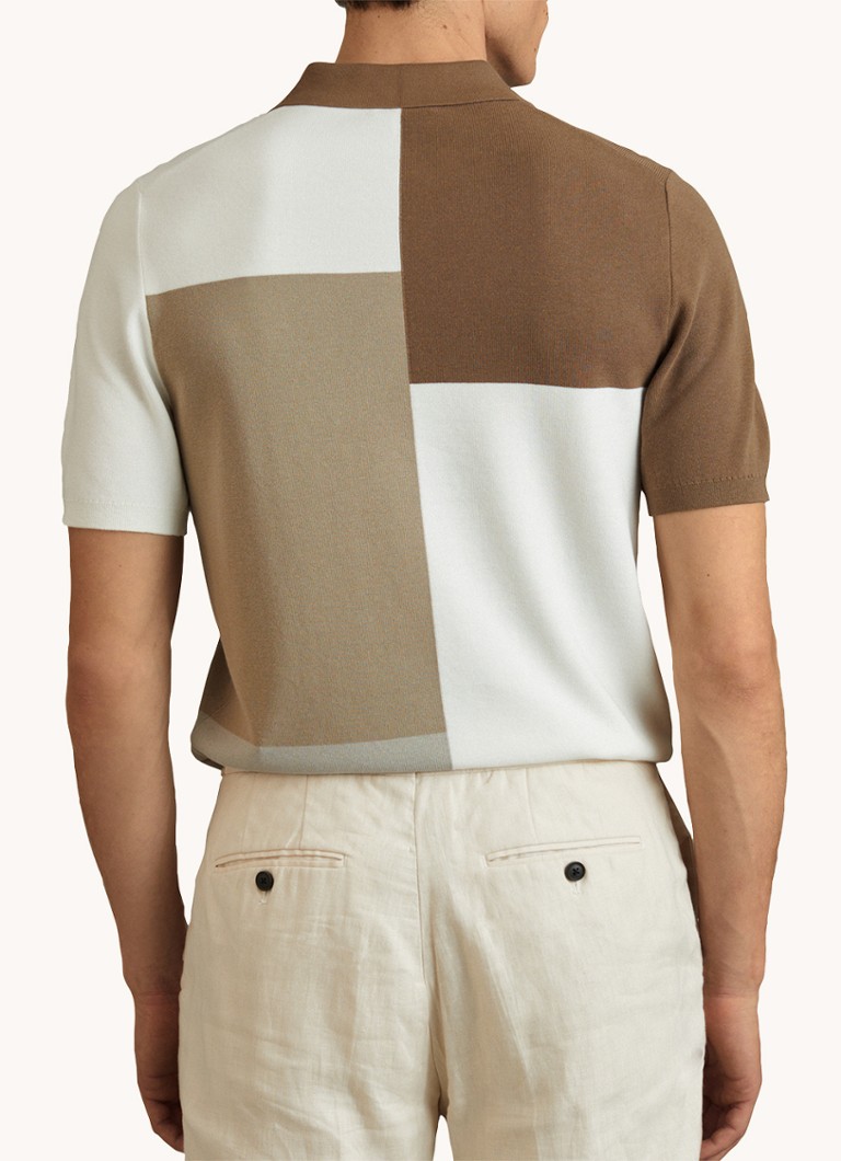 Polo Reiss Delta de corte regular com blocos de cor e meio zíper.