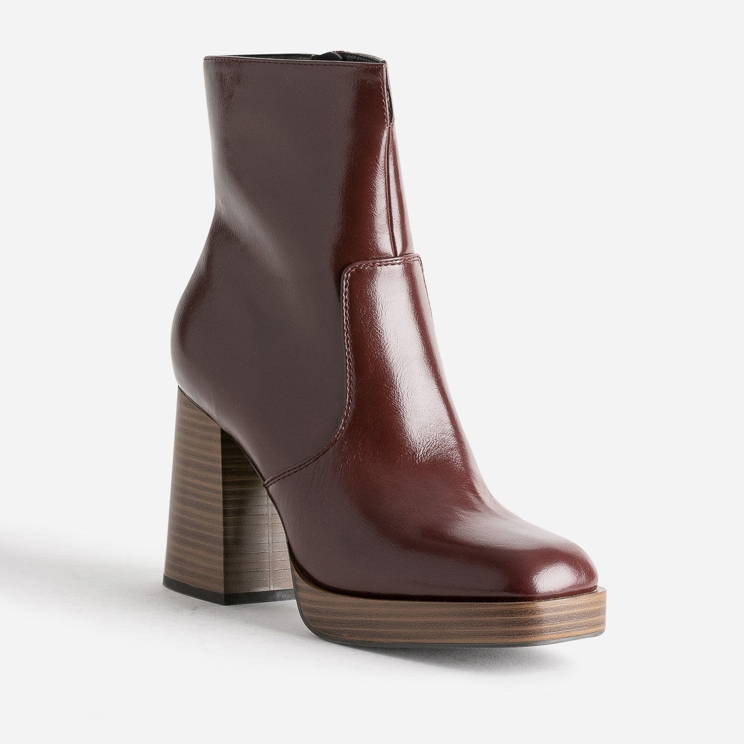 Boots bordeaux éco-conçu à plateforme et talon flare